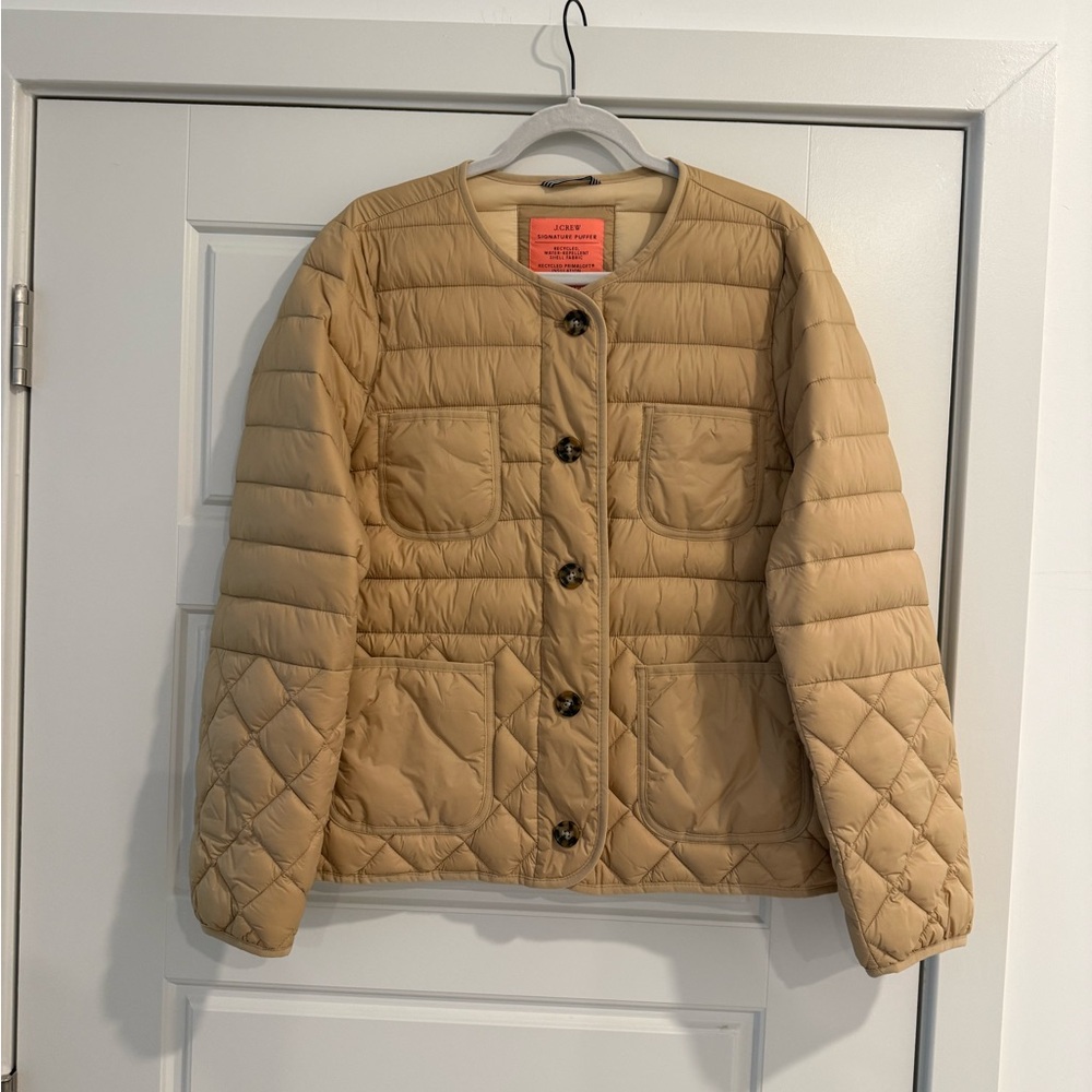 J Crew Tan Quilted Women's Jacket large